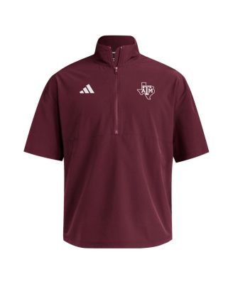 Men's Maroon Texas A&M Aggies Woven Quarter-Zip Short Sleeve Pullover Sweatshirt