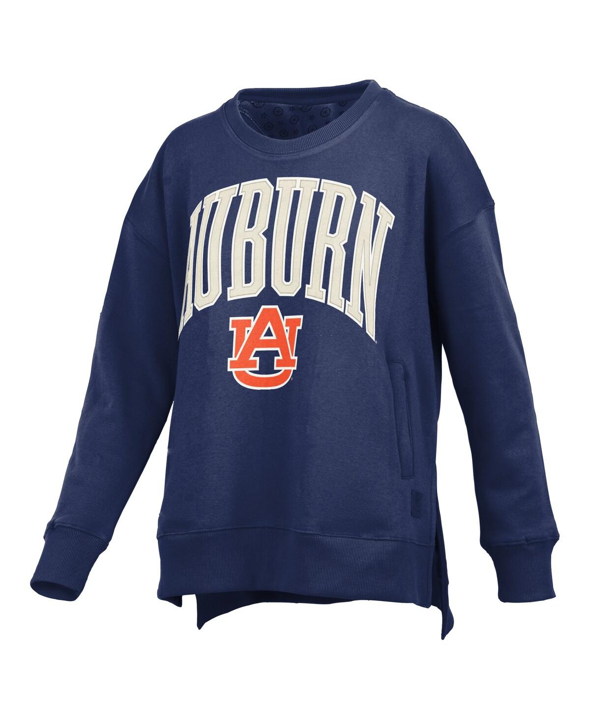 Pressbox Women's Navy Auburn Tigers Pocketed Arch Pullover Sweatshirt In Blue