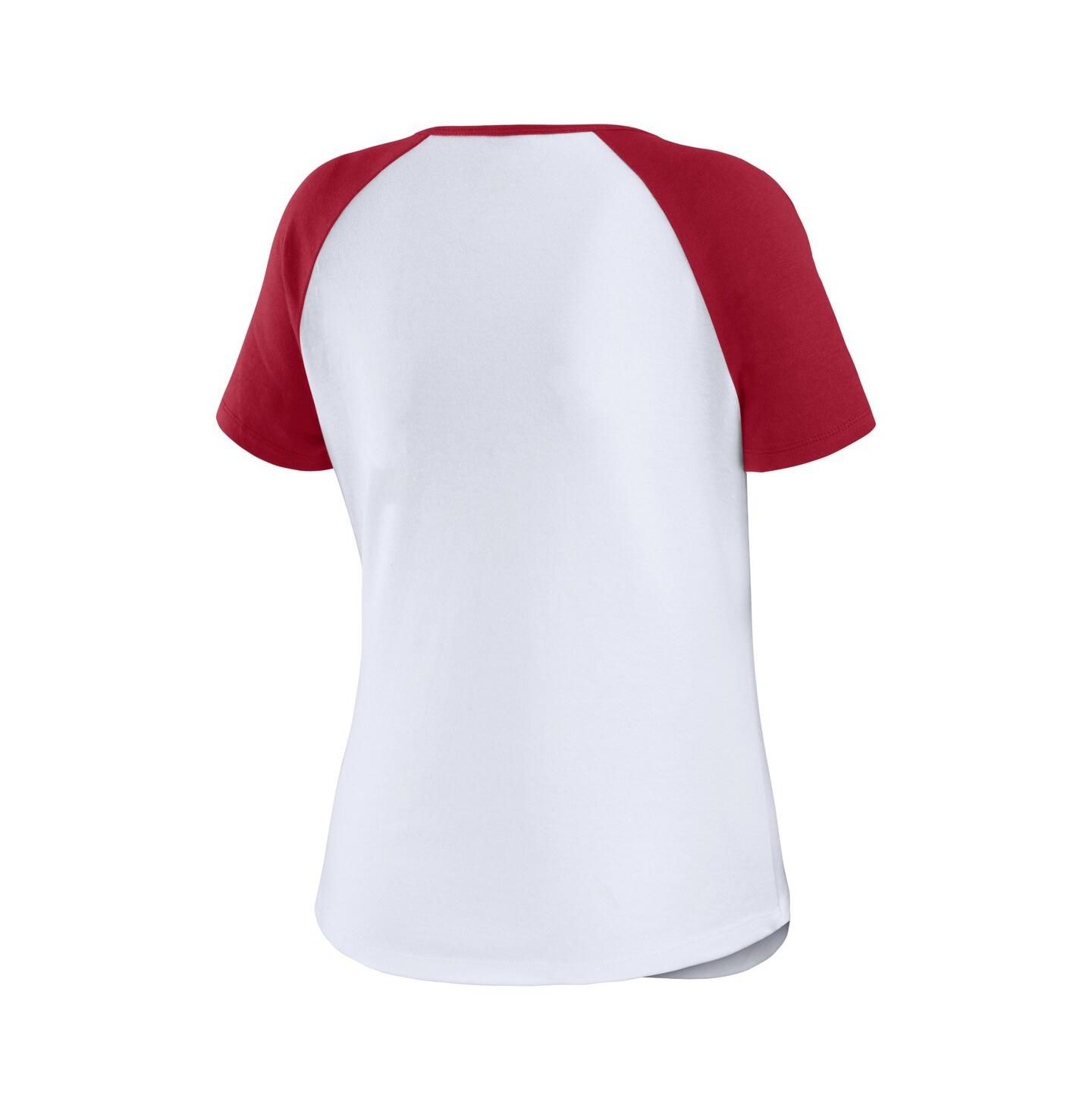 Женская футболка WEAR by Erin Andrews White Alabama Crimson Tide Baseball Logo Raglan Henley — фото 2