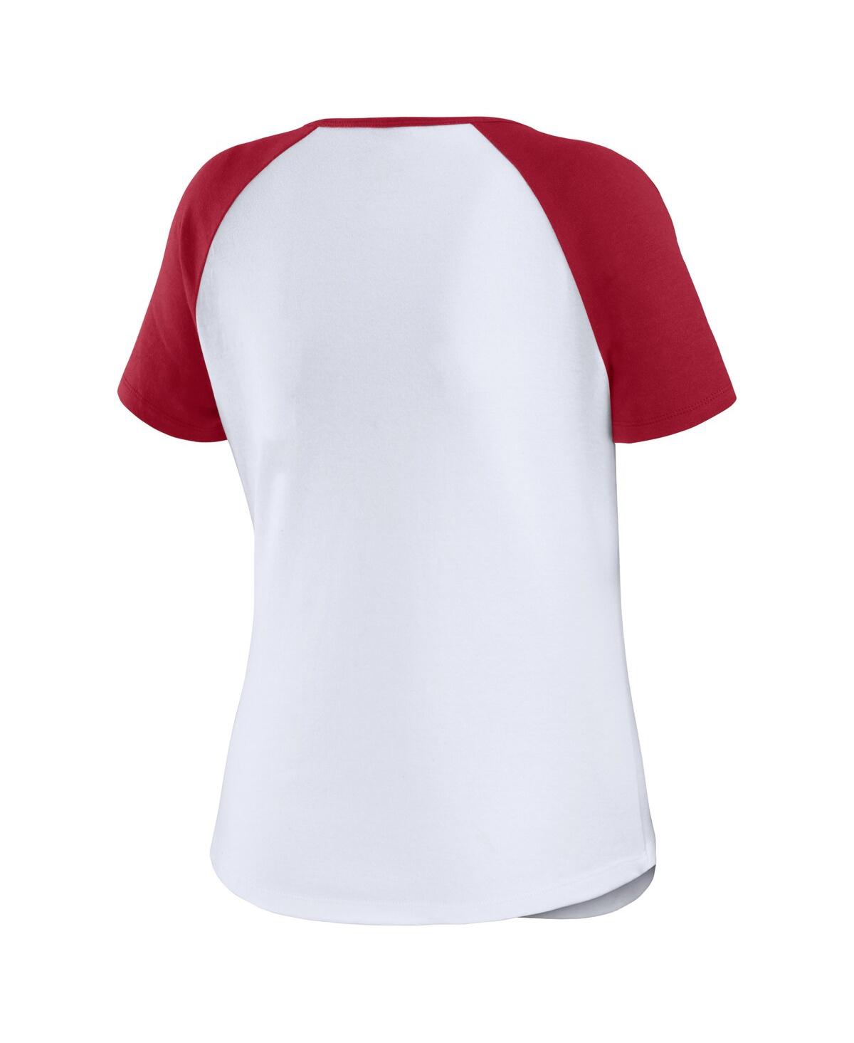 Wear By Erin Andrews Women's White Alabama Crimson Tide Baseball Logo Raglan Henley T-shirt In White