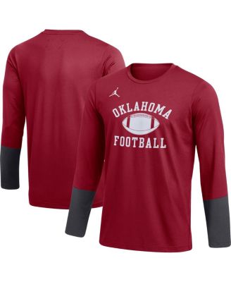 Jordan - Men's Crimson Oklahoma Sooners Football Performance Long Sleeve T-shirt
