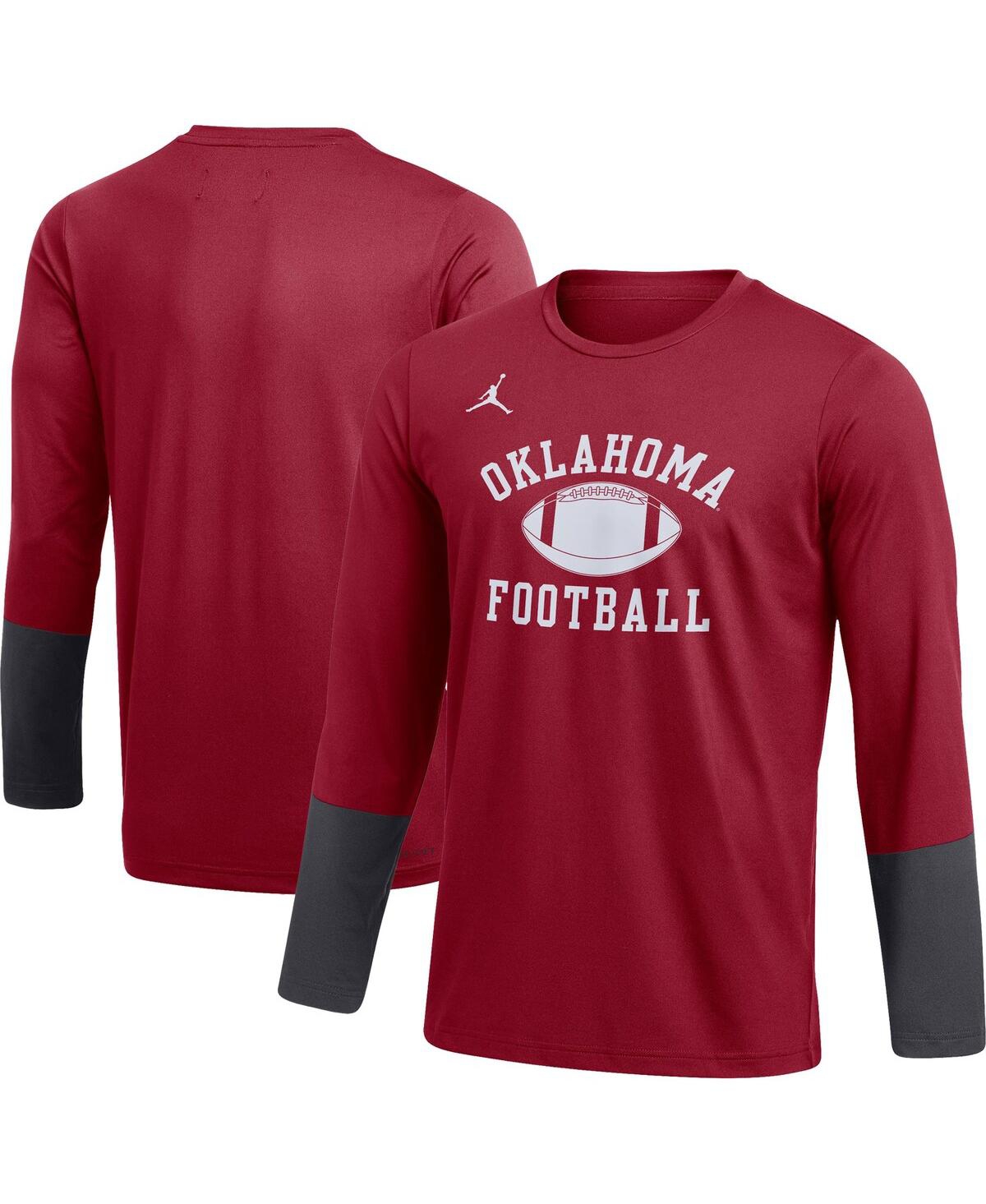 Jordan Men's Crimson Oklahoma Sooners Football Performance Long Sleeve T-shirt In Red