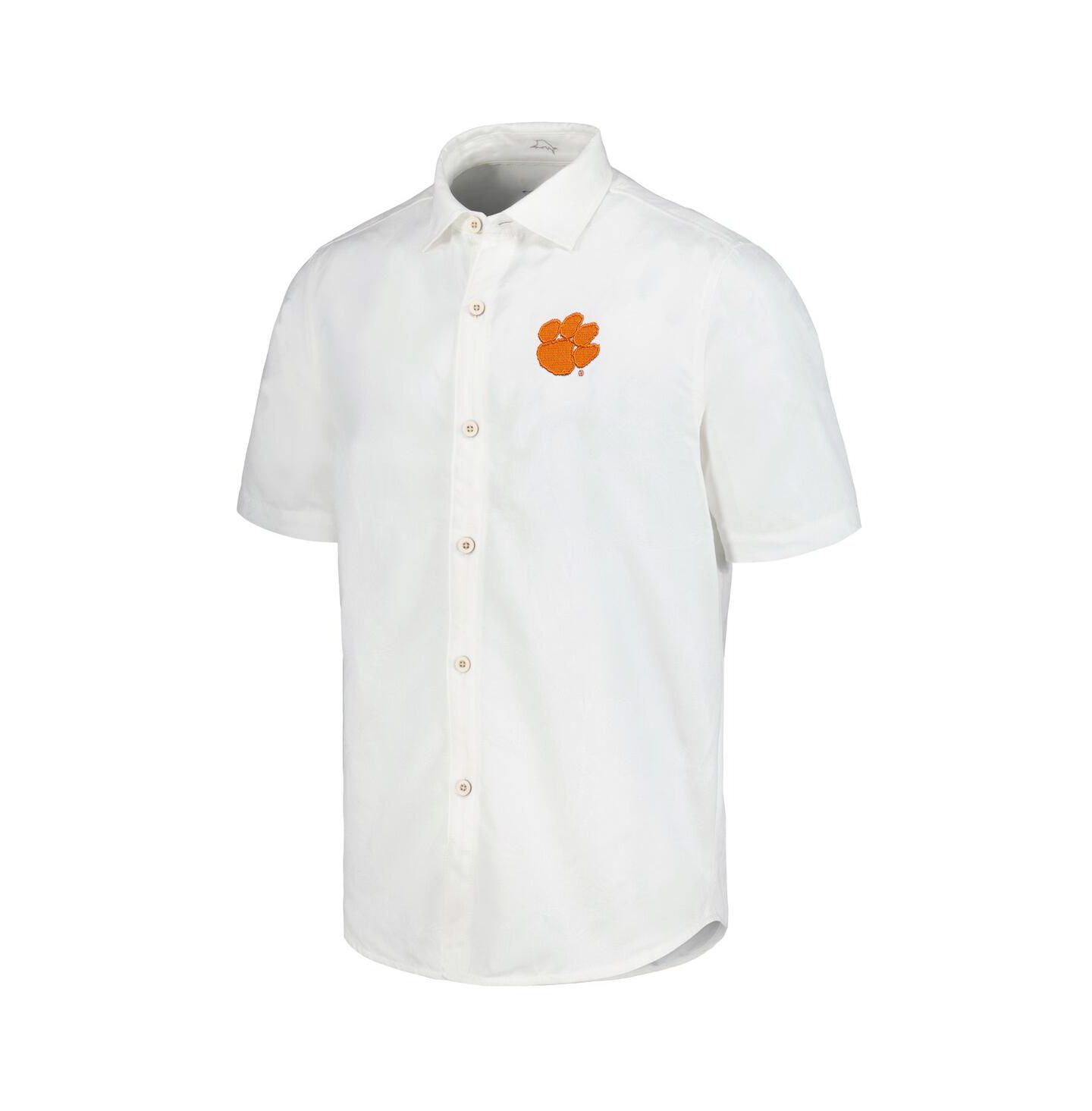 Мужская рубашка Tommy Bahama White Clemson Tigers Coconut Point Palm Vista IslandZone Camp Button-Up — фото 3