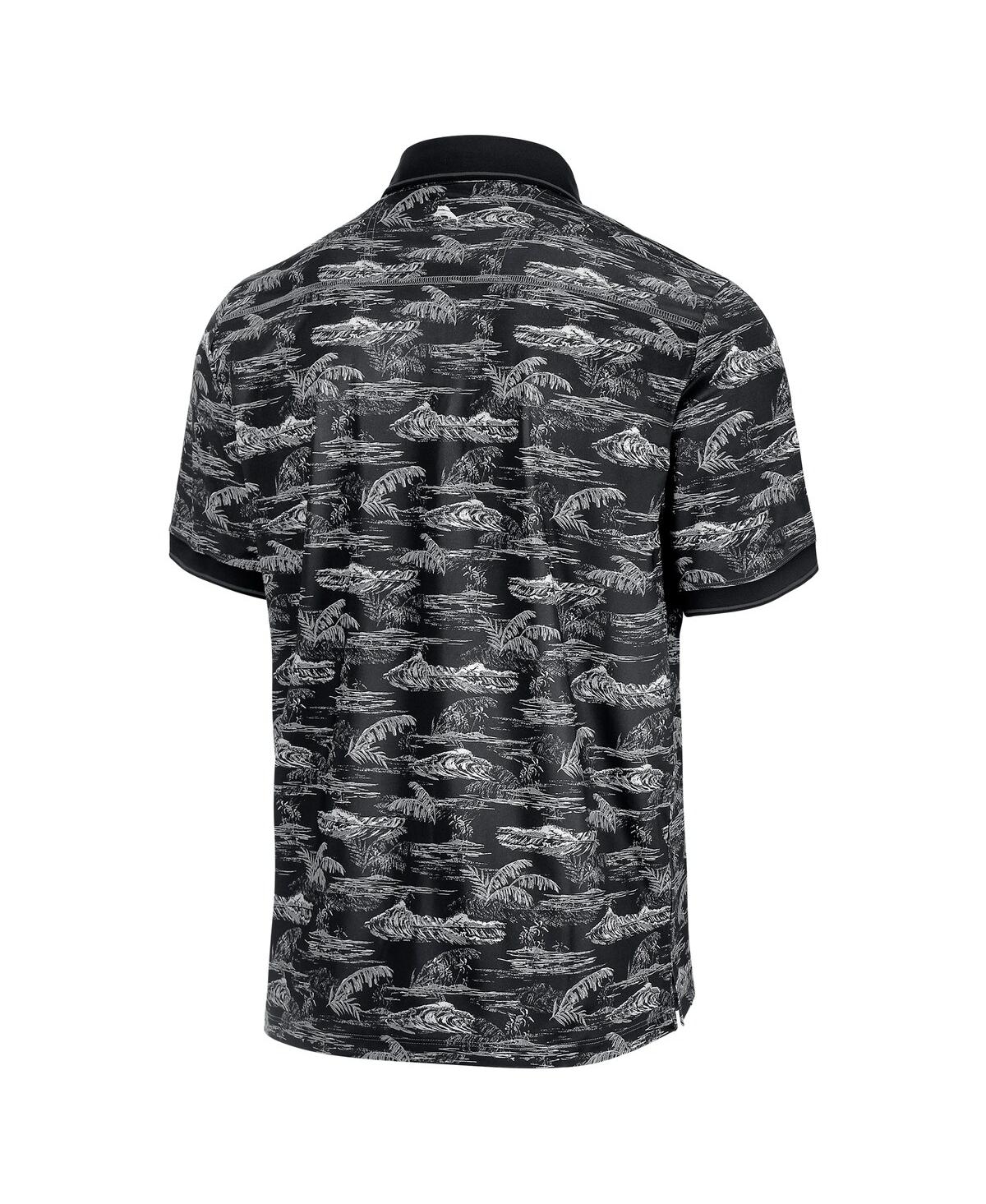 Tommy Bahama Men's Black Miami Hurricanes Sport Bay View Islandzone Polo Shirt In Multi
