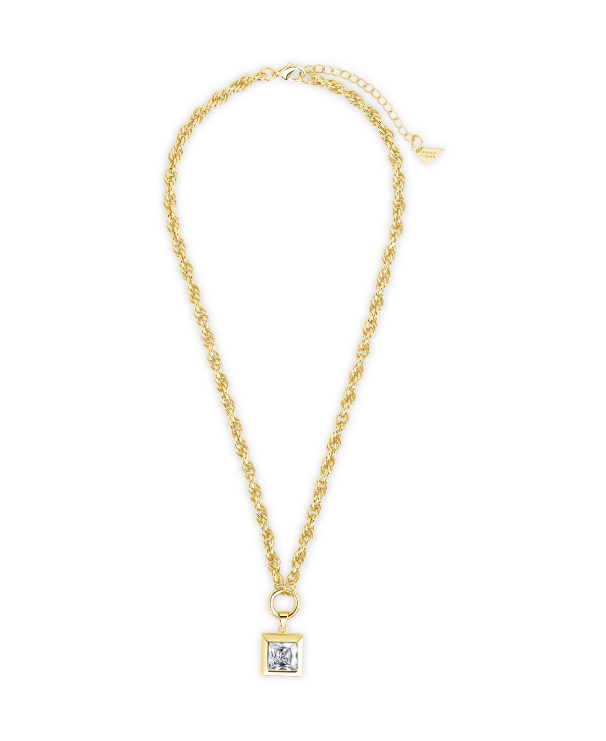 Sterling Forever Bess Cubic Zirconia Statement Chain Necklace In Gold