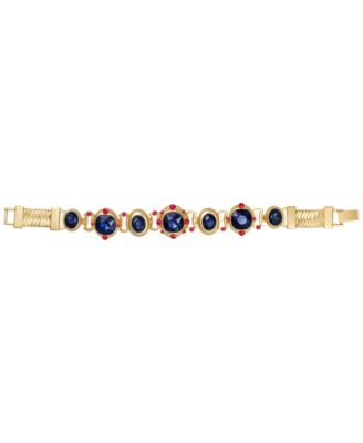 Glass Stones Gold-Tone Majestic Bracelet