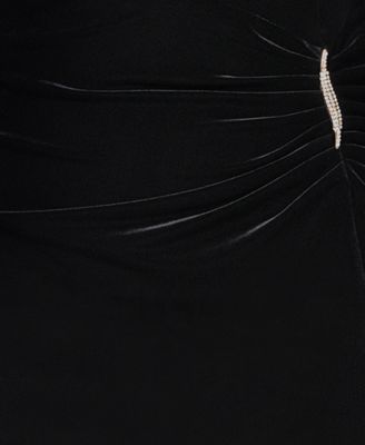 Plus Size Off-the-Shoulder Velvet Gown