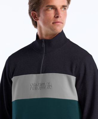 Men's Color-Blocked Fleece Zip Pull On Sweatshirt