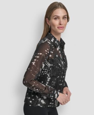 Women's Crinkle Detail Collared Shirt