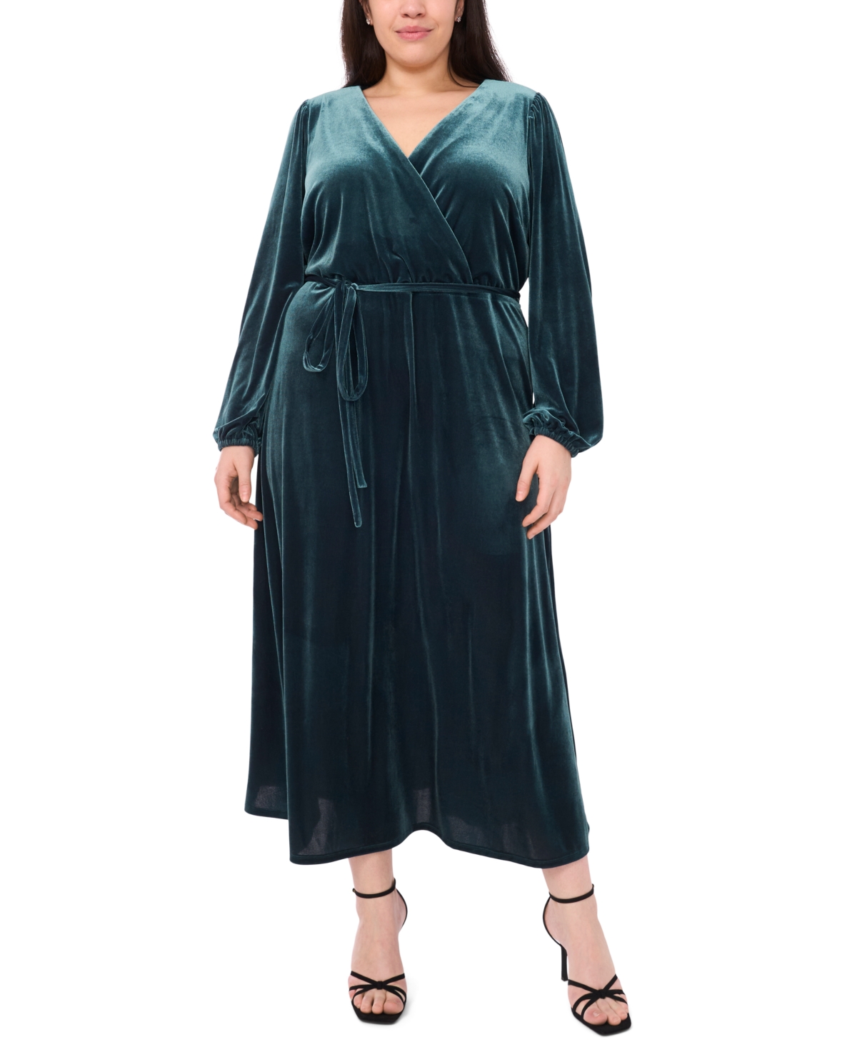 Msk Plus Size Fit And Flare Maxi Dress In Green