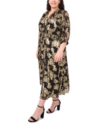 Plus Size Ruched Waist Midi Dress