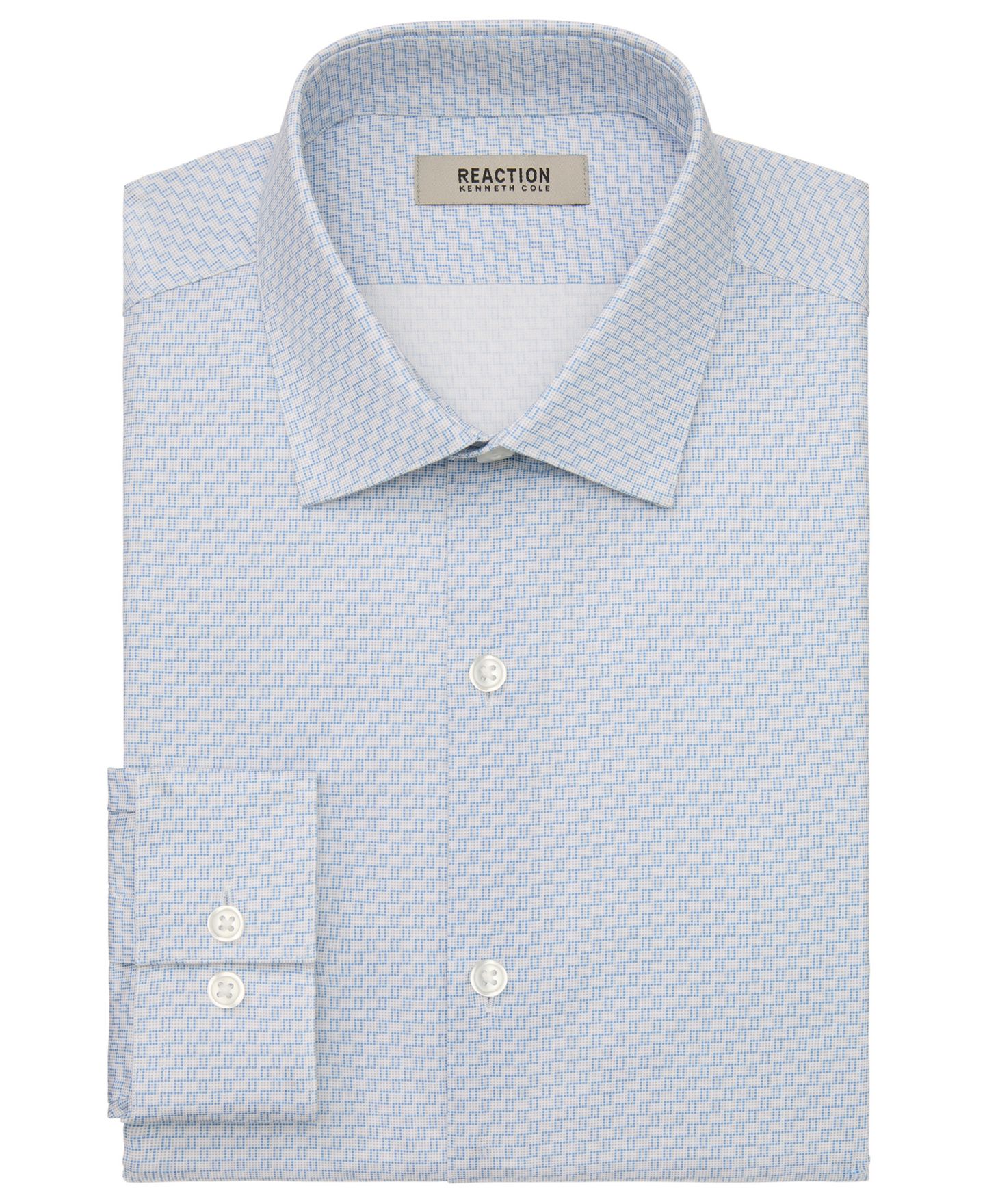 Мужская рубашка Kenneth Cole Reaction Techni-Cole Slim Fit Dress Shirt, цвет: Синий разноцветный — фото 3