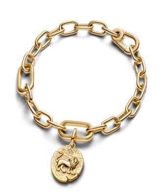 Clear Cubic Zirconia Gold Tone Lion Medallion Charms
