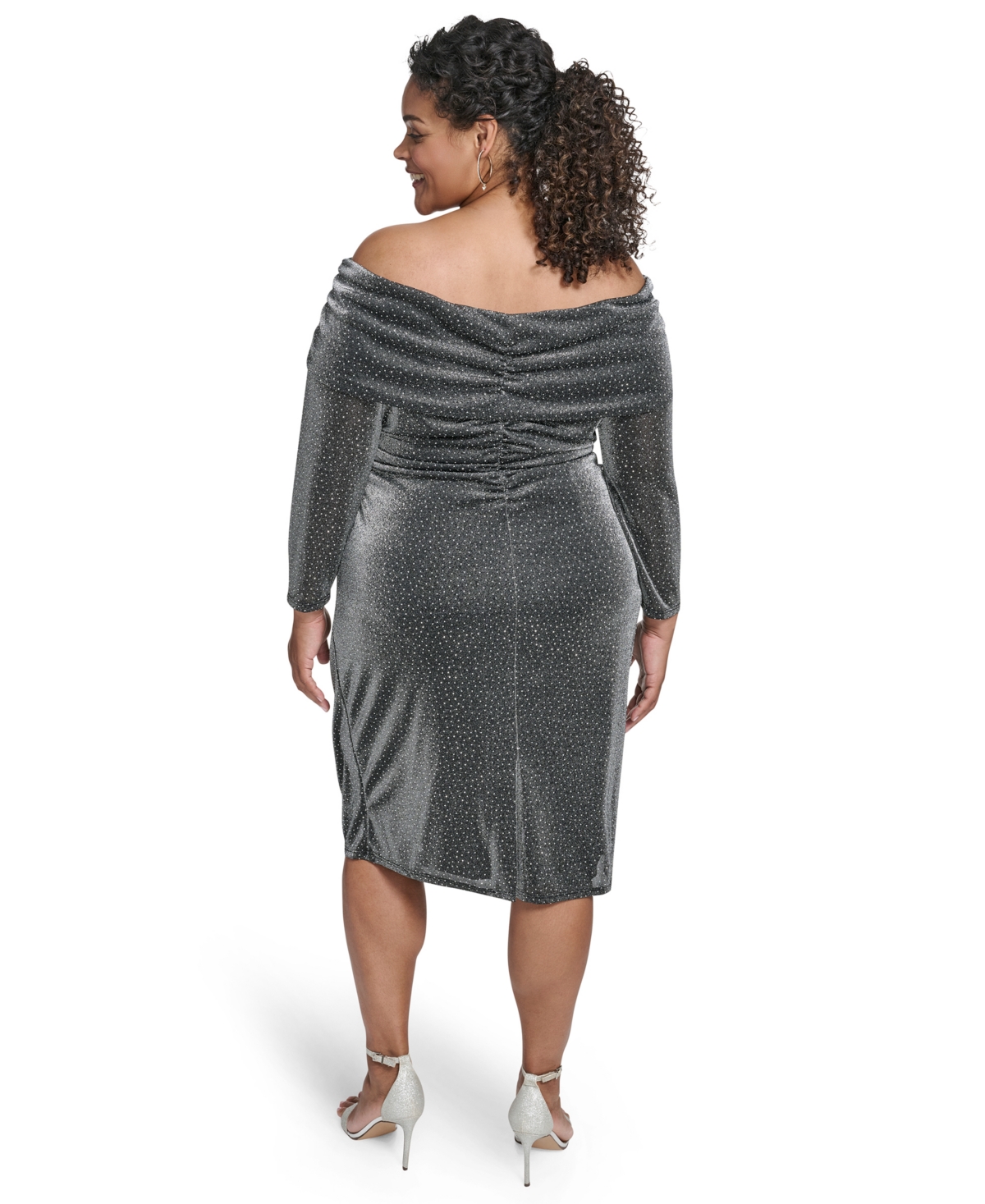Vince Camuto Plus Size Glitter Knit Midi Dress In Black