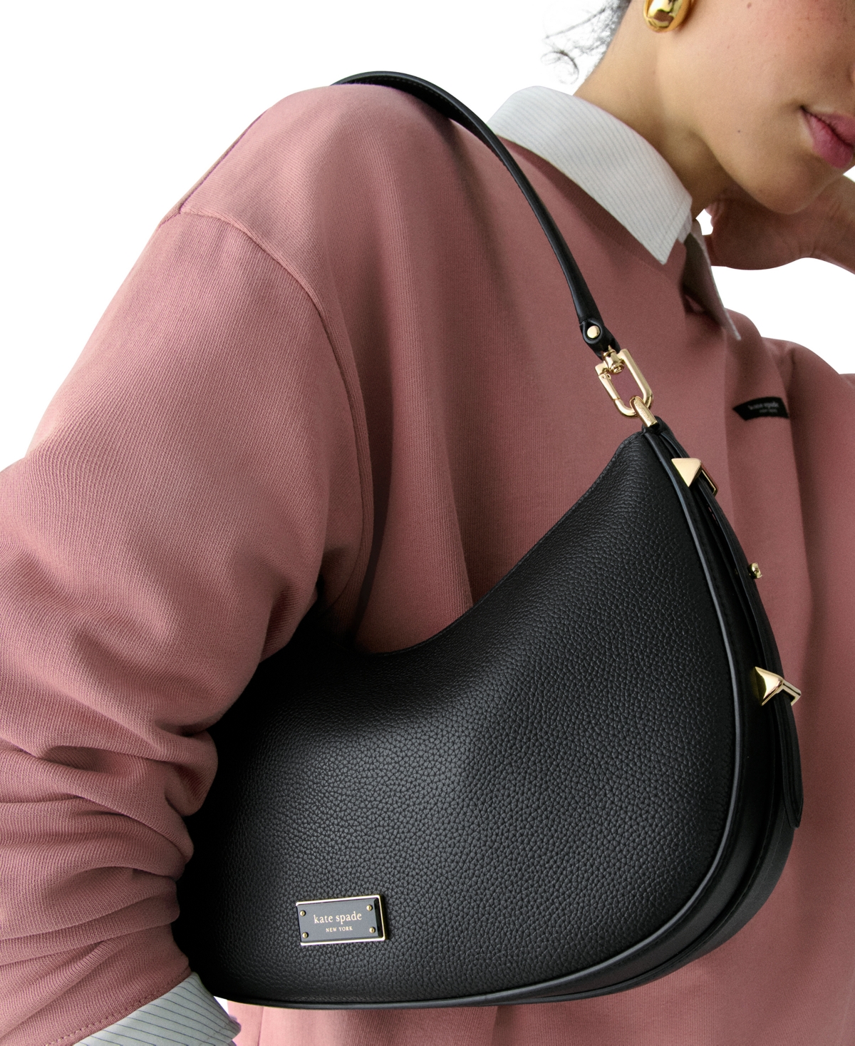 Kate Spade Liv Pebbled Convertible Small Shoulder Bag In Black