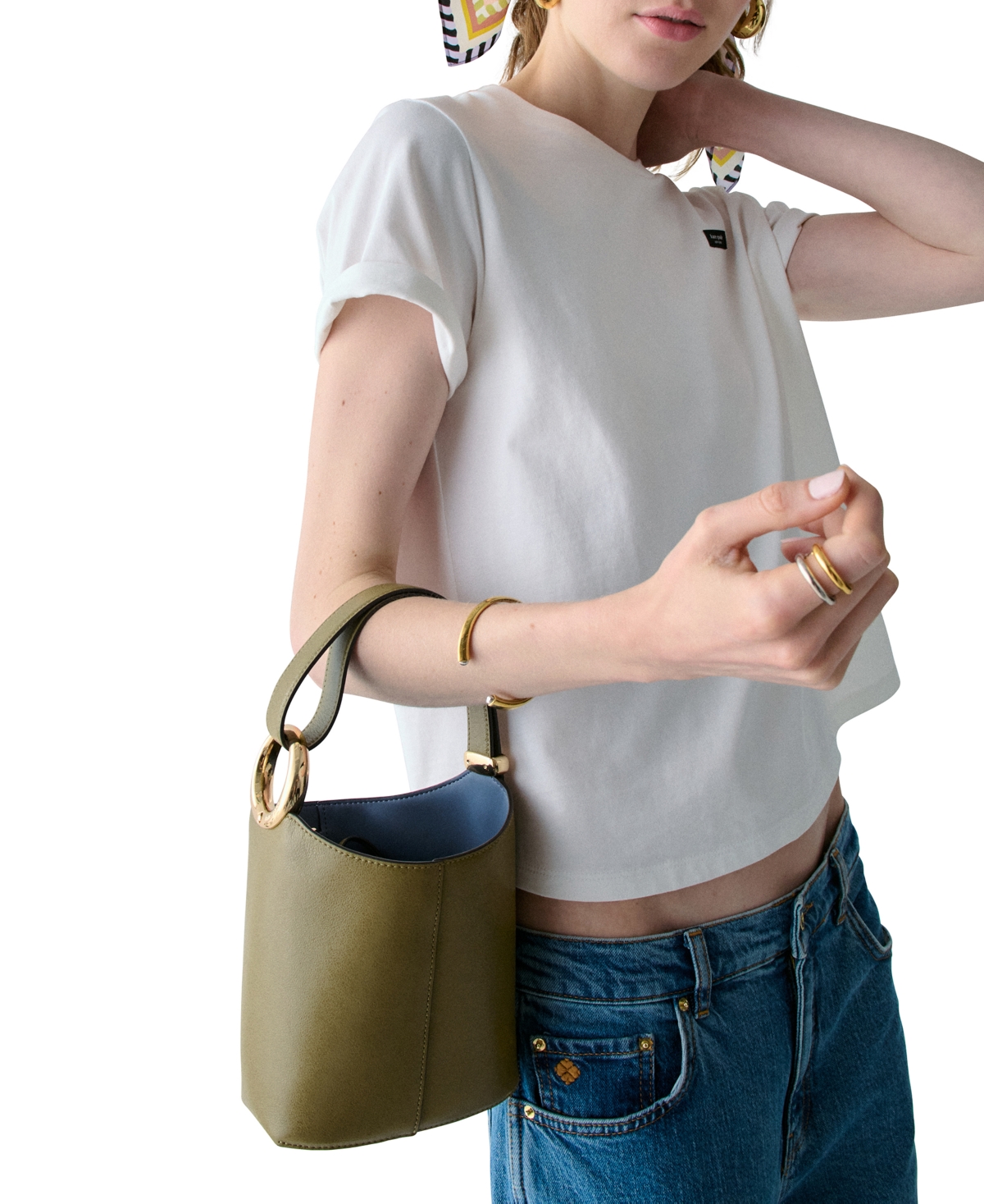 Kate Spade Halo Glazed Mini Bucket Bag In Green