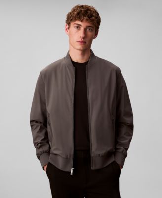 Men's Logo-Print Matte Bomber Jacket