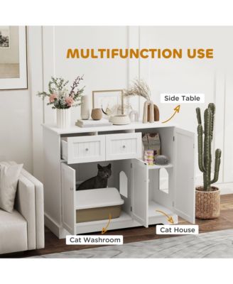 Cat Litter Box Enclosure w/ Storage, Anti-tip Kit, 39" x 18" x 31.5"