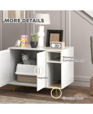 Cat Litter Box Enclosure with Scratching Pad, Storage,