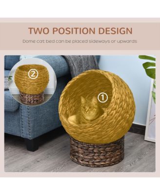 23.5" Water Hyacinth Elevated Cat Kitten Bed Condo Pod Pet House Tree