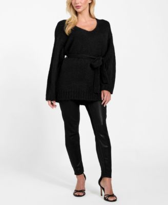 Women's Kiyoka V-Neck Tie-Waist Long-Sleeve Sweater