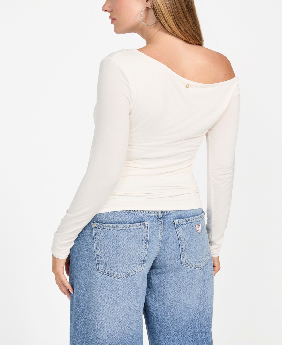Guess Julianna One-shoulder Jersey Top In White
