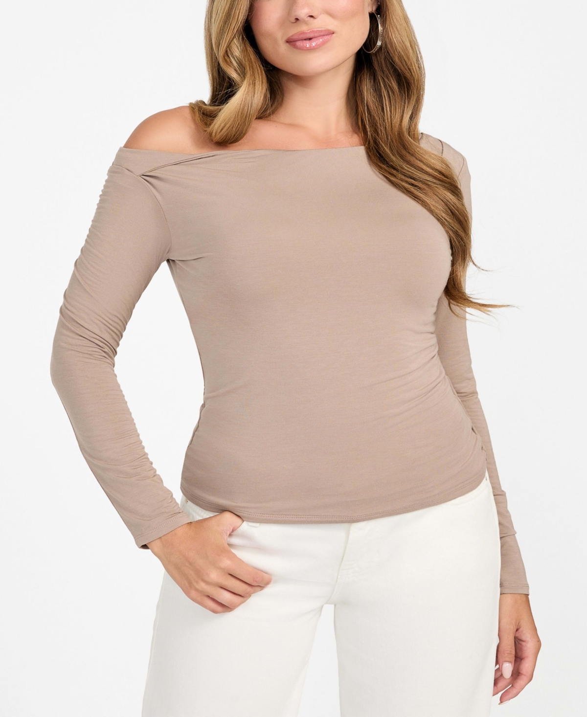 Guess Women's Julianna Long-sleeve Asymmetric Top In Neutral