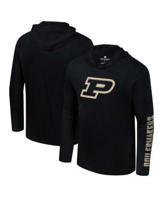 Colosseum - Men's Black Purdue Boilermakers Color Pop Active Blend 2-Hit Long Sleeve Hooded T-shirt