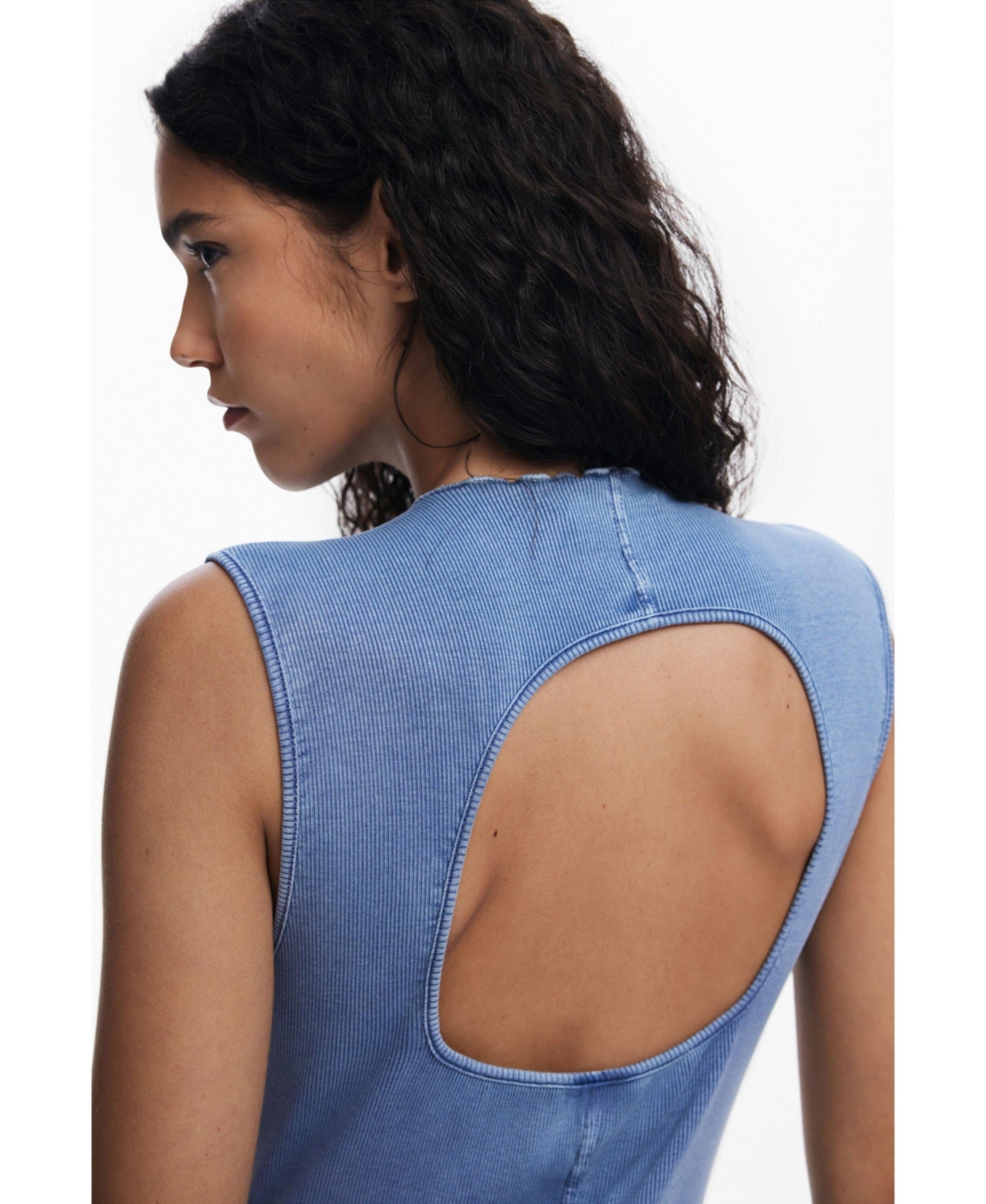 Desigual Sleeveless Open Back Minidress In Blue