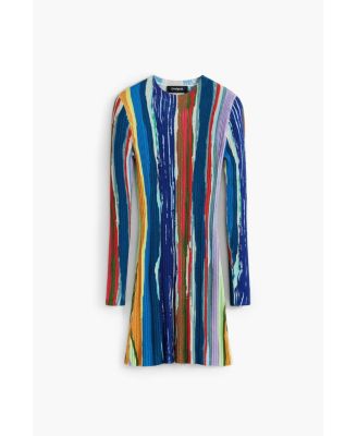 Women's Ribbed dress with colored stripes