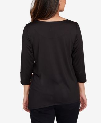 Petite Button Sleeve Bold Floral Top