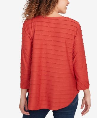 Petite Scalloped Jacquard Knit Top