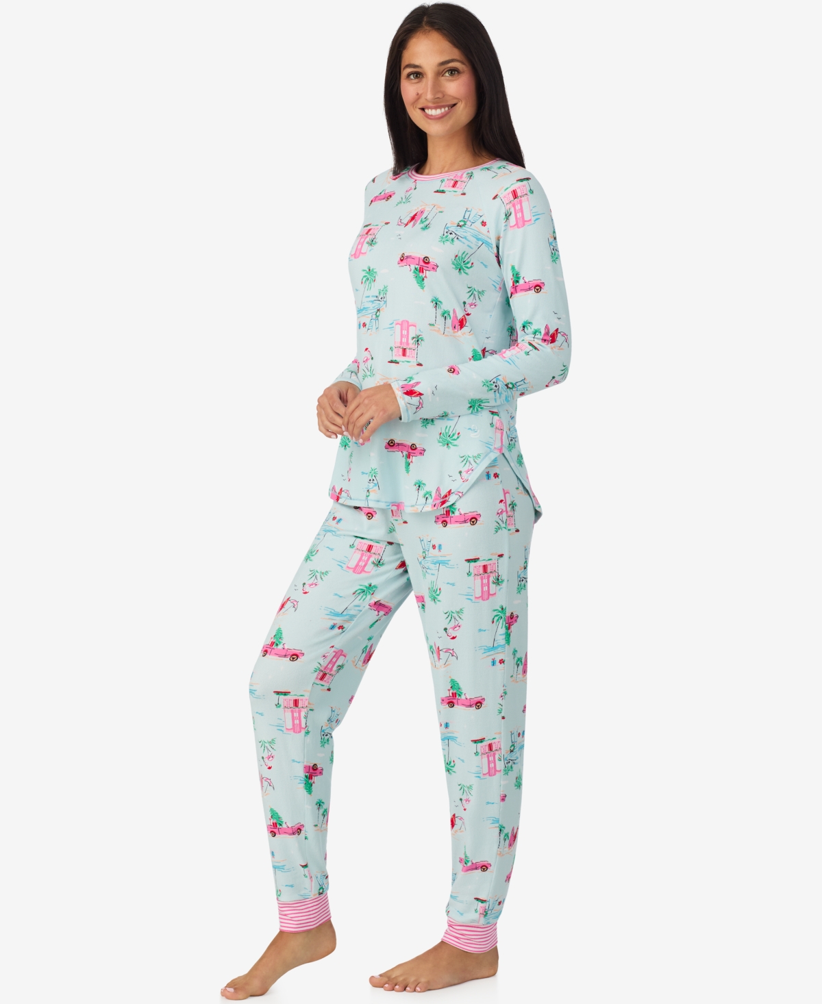 Cuddl Duds Women's 2-piece Brushed Sweater Knit Long Sleeve Jogger Pajama Set