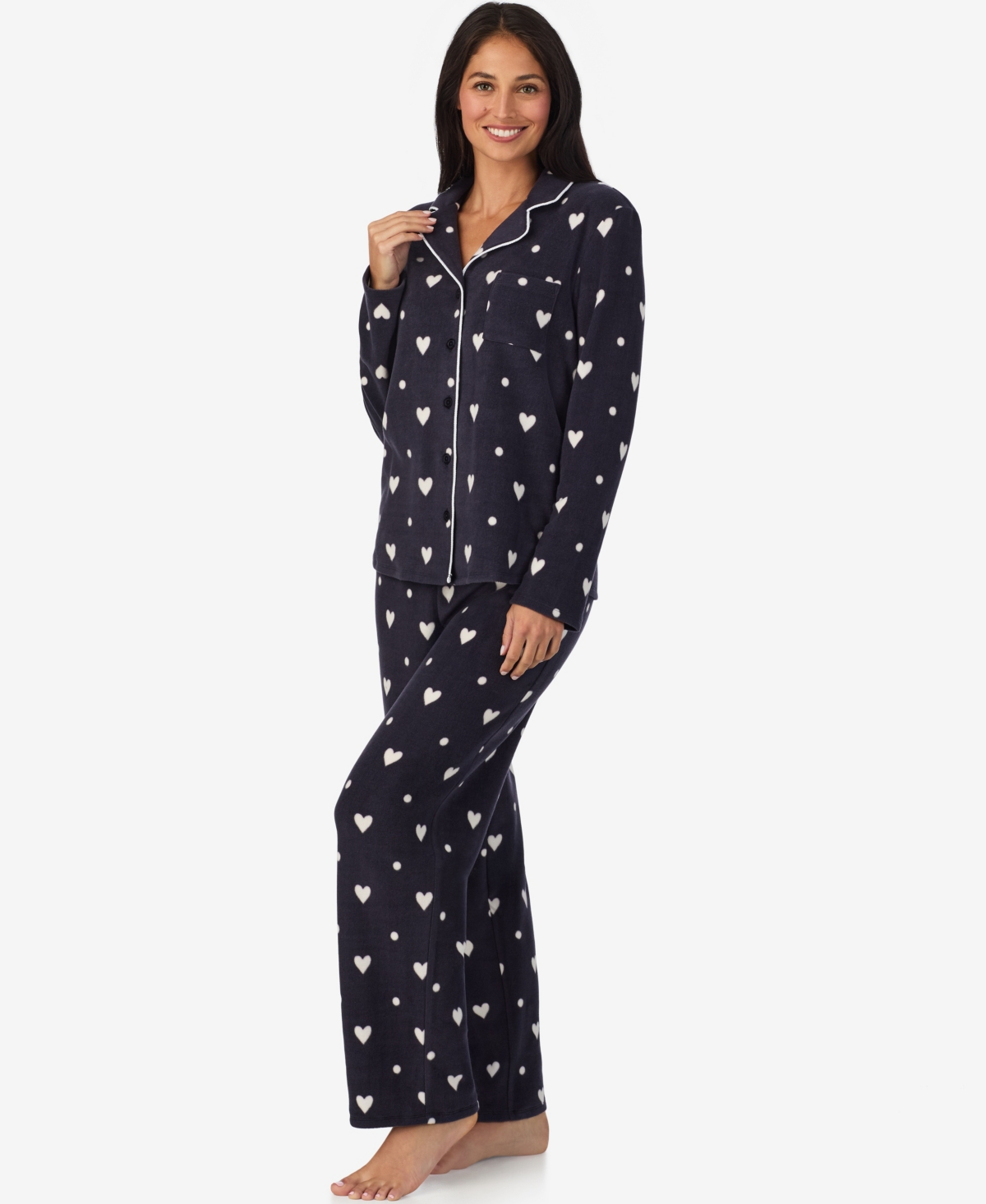Cuddl Duds Women's 2-piece Stretch Fleece Long Sleeve Pajama Set In Blue