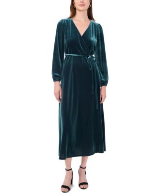 MSK - Petite Metallic Faux-Wrap Dress