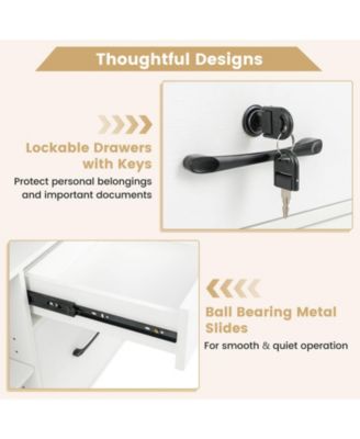 File Cabinet with Lock 4 Drawers Fits Files A4/Letter Size Adjustable Shelf