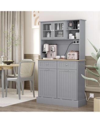 Modern Kitchen Storage Cabinet with Doors and Shelves for Pantry and Dining Room Use