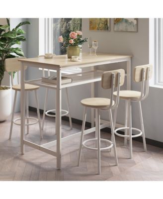 5 Piece Counter Height Table Set with Bar Table and 4 Chairs