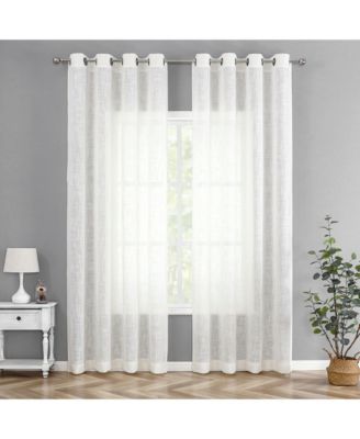 2 Pack Semi Sheer Linen Blend Grommet Top Window Curtains