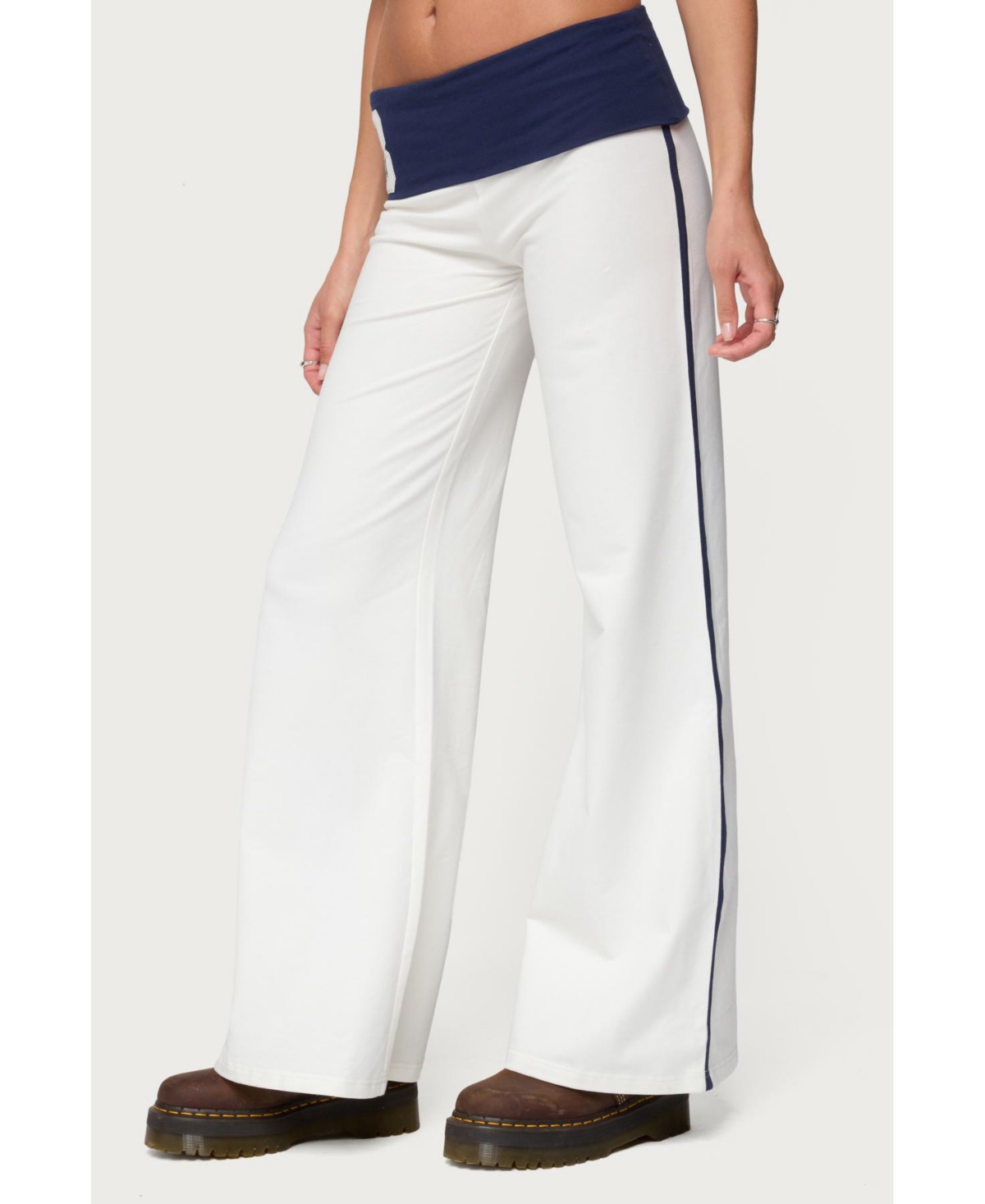 Edikted Women's 8 Contrast Fold Over Wide Leg Pants
