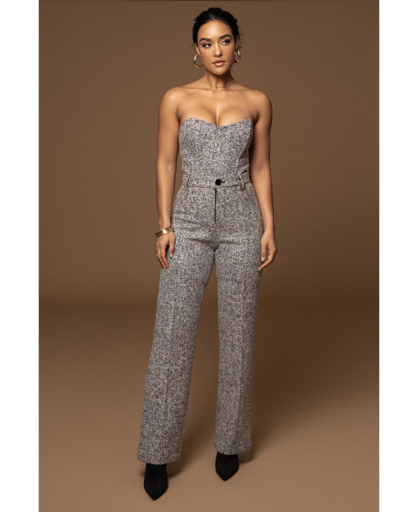 Женские брюки JLUXLABEL Stay Sharp Tweed Trouser, цвет: Серый — фото 3