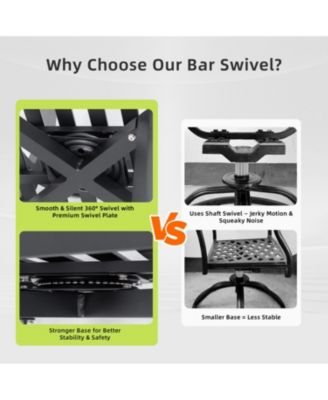 Modern Outdoor Swivel Bar Chairs - Black Aluminum & Sunbrella