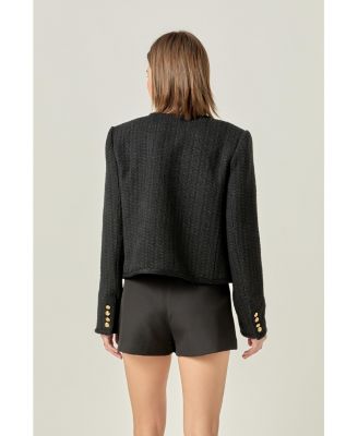 Women's TWEED ROUNDED BOTTOM HEM JACKET