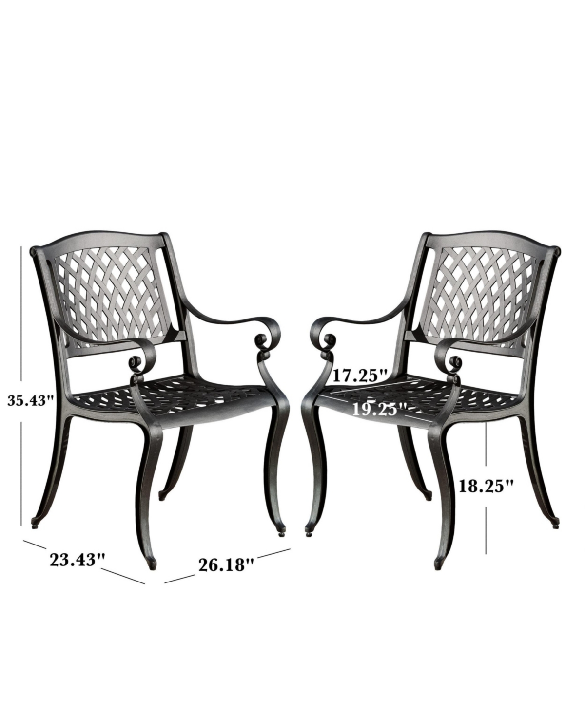 Flynama Cayman Arch Mesh Aluminum Dining Chairs Set of 2 Outdoor Patio Seating