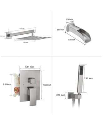 3-Spray Patterns With 2.5 GPM 12 in. Showerhead Wall Mounted Dual Shower Heads With Valve