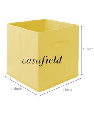 Set of 6 Collapsible Fabric Storage Cube Bins, Beige - 13" Foldable Cloth Baskets for Shelves and Cubby Organizers