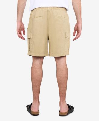 Men's 6 Inches Elastic Pull On Waistband Twill Cargo Shorts