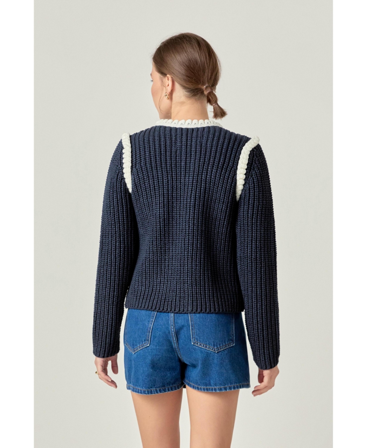 English Factory Women's ColorBlock Braided Cardigan