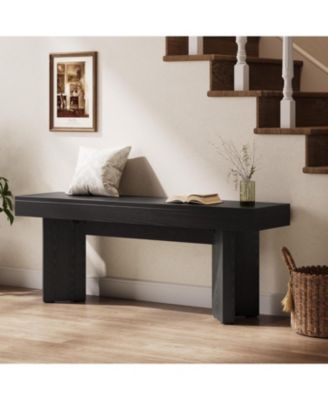 Wooden Entryway Bench, 47" Farmhouse Indoor End of Bed Bench