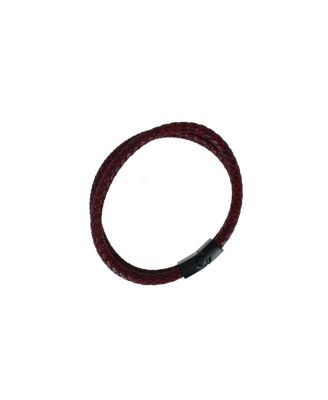 Caleb's Crimson Braided Leather Secure Clasp Bracelet